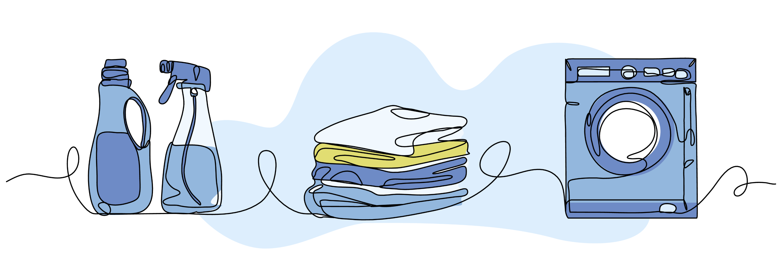 Laundry Line Drawing Blue