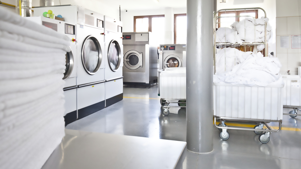 Inside of a laundromat