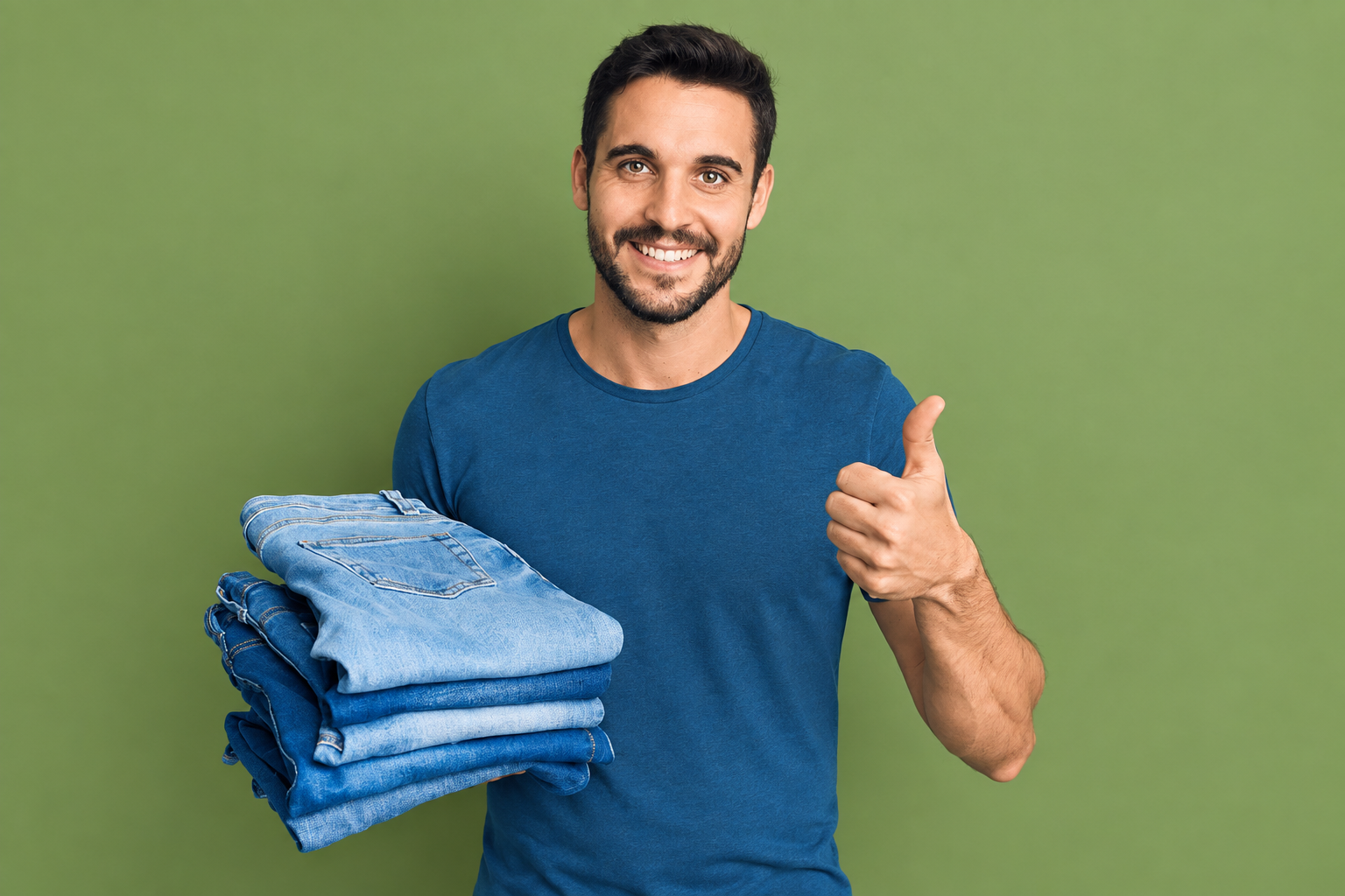 Folded Jeans Blue And Green